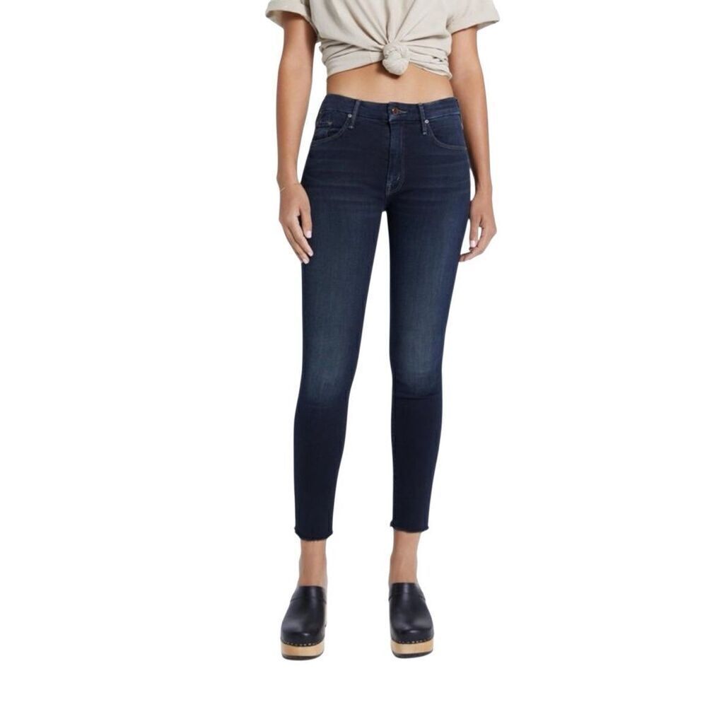 Mother The Looker Ankle Fray In Coffee Tea Or Me Mid Rise Denim Skinny Jeans Sz